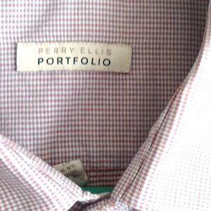 Perry Ellis Portfolio Men's Dress Shirt Large 16.5 34/35 Long Sleeve Button Down